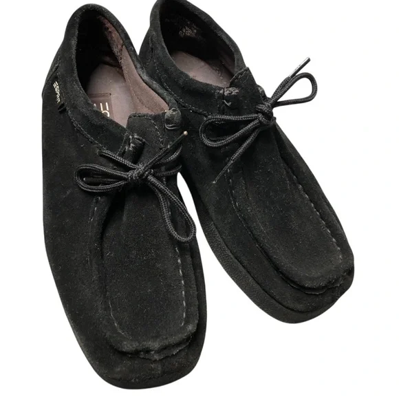 Vtg 90's Y2K Esprit Suede Loafer Black Platform Square Toe Sz 6.5 Retro Grunge - Picture 6 of 10